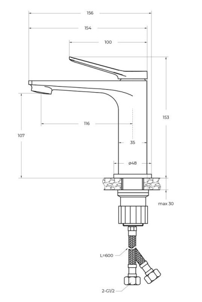 Смеситель для раковины BelBagno Unique UNIQUE-LVM-CRM-W0